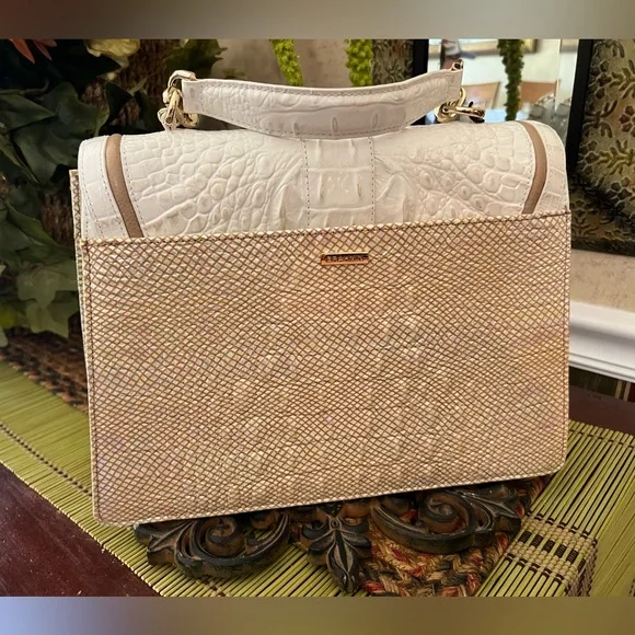 Brahmin Hallie Satchel in Sea Salt Colada. Includes the strap,cards,and dust bag - Picture 4 of 14